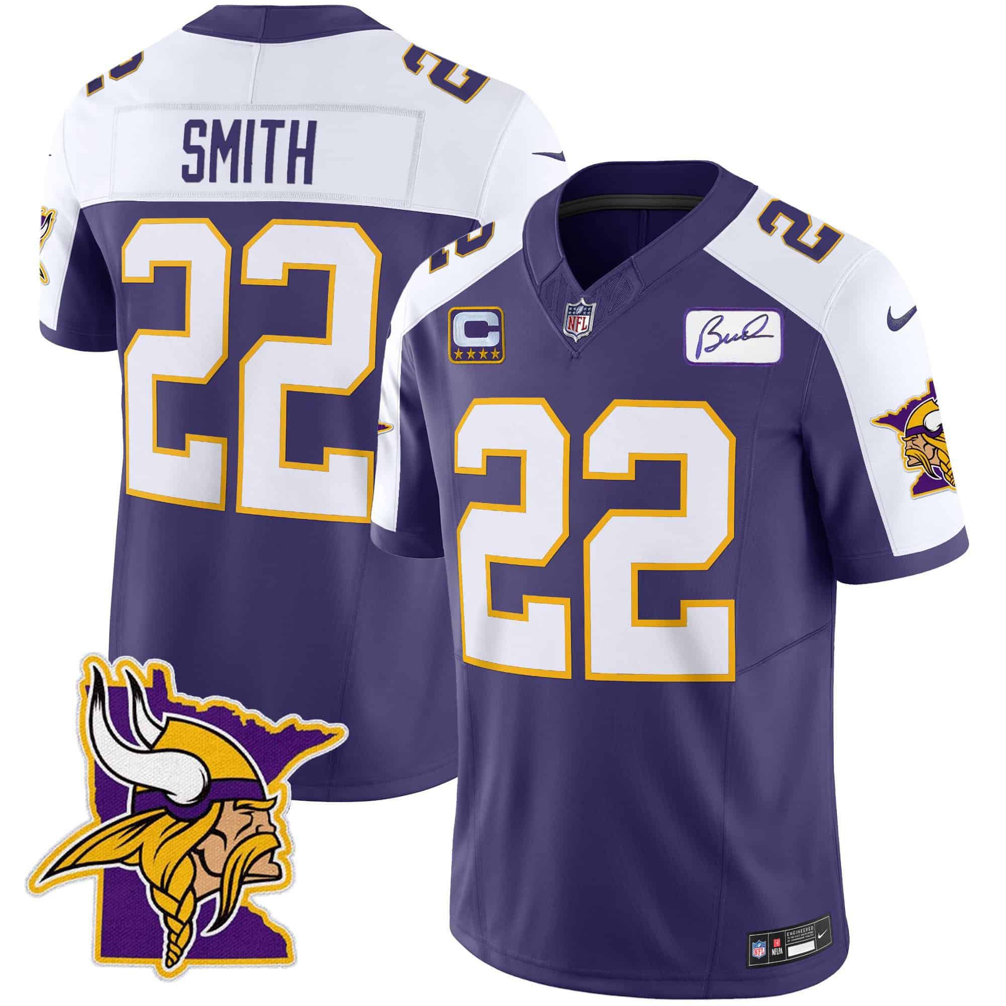 Men Minnesota Vikings #22 Smith Purple 2024 Nike Patch Classic Limited NFL Jersey->indianapolis colts->NFL Jersey